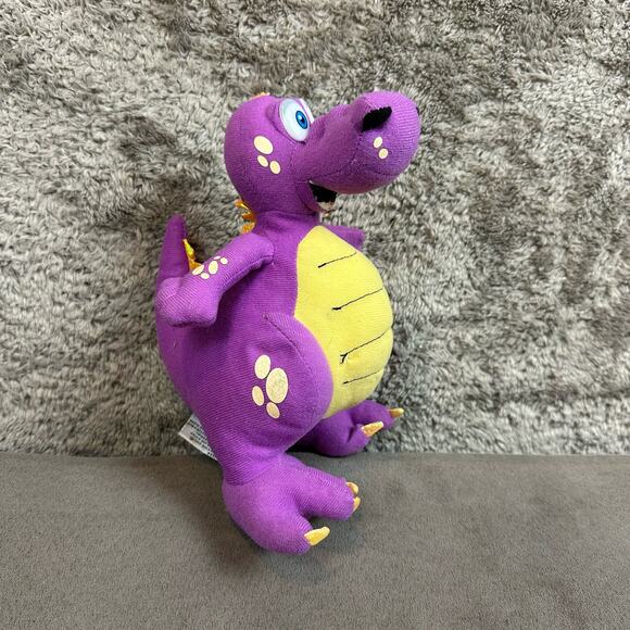 Vintage Petting Zoo Plush Duke Dinosaur Dragon Purple Yellow Standing 1994 - Picture 2 of 11